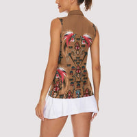 Terracotta Bird of Batik Papua Women Sleeveless Polo Shirt Exotic Natural Wealth of Papua LT9 - Polynesian Pride