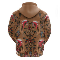 Terracotta Bird of Batik Papua Zip Hoodie Exotic Natural Wealth of Papua LT9 - Polynesian Pride