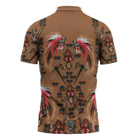 Terracotta Bird of Batik Papua Zipper Polo Shirt Exotic Natural Wealth of Papua LT9 - Polynesian Pride