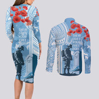 FSM Verterans Day Couples Matching Long Sleeve Bodycon Dress and Long Sleeve Button Shirt Their Lives Your Freedom LT9 - Polynesian Pride