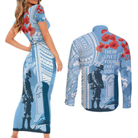 FSM Verterans Day Couples Matching Short Sleeve Bodycon Dress and Long Sleeve Button Shirt Their Lives Your Freedom LT9 - Polynesian Pride