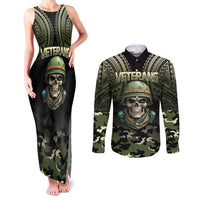 Veterans Day Couples Matching Tank Maxi Dress and Long Sleeve Button Shirt War Never Leaves A Veteran Proud Military LT9 Black - Polynesian Pride