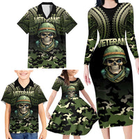 Veterans Day Family Matching Long Sleeve Bodycon Dress and Hawaiian Shirt War Never Leaves A Veteran Proud Military LT9 - Polynesian Pride