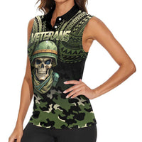 Veterans Day Women Sleeveless Polo Shirt War Never Leaves A Veteran Proud Military LT9 - Polynesian Pride