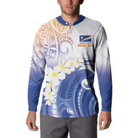 Marshall Islands Manit Day Button Sweatshirt Plumeria and Polynesian Tribal LT9 - Polynesian Pride