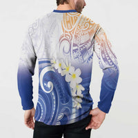 Marshall Islands Manit Day Button Sweatshirt Plumeria and Polynesian Tribal LT9 - Polynesian Pride