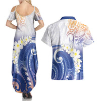 Marshall Islands Manit Day Couples Matching Summer Maxi Dress and Hawaiian Shirt Plumeria and Polynesian Tribal LT9 - Polynesian Pride