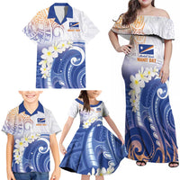 Marshall Islands Manit Day Family Matching Off Shoulder Maxi Dress and Hawaiian Shirt Plumeria and Polynesian Tribal LT9 - Polynesian Pride