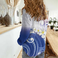 Marshall Islands Manit Day Women Casual Shirt Plumeria and Polynesian Tribal LT9 - Polynesian Pride