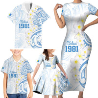 Palau 1981 Tribal Tattoo Family Matching Short Sleeve Bodycon Dress and Hawaiian Shirt with Belau Plumeria Flowers LT9 - Polynesian Pride