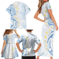 Palau 1981 Tribal Tattoo Family Matching Short Sleeve Bodycon Dress and Hawaiian Shirt with Belau Plumeria Flowers LT9 - Polynesian Pride