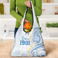 Palau 1981 Tribal Tattoo Grocery Bag with Belau Plumeria Flowers LT9 - Polynesian Pride