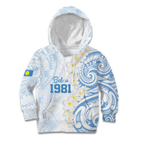 Palau 1981 Tribal Tattoo Kid Hoodie with Belau Plumeria Flowers LT9 Hoodie White - Polynesian Pride