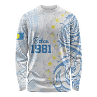 Palau 1981 Tribal Tattoo Long Sleeve Shirt with Belau Plumeria Flowers LT9 Unisex White - Polynesian Pride