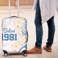 Palau 1981 Tribal Tattoo Luggage Cover with Belau Plumeria Flowers LT9 White - Polynesian Pride