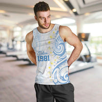 Palau 1981 Tribal Tattoo Men Tank Top with Belau Plumeria Flowers LT9 White - Polynesian Pride