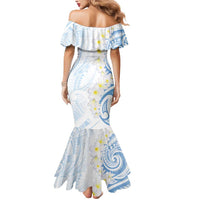 Palau 1981 Tribal Tattoo Mermaid Dress with Belau Plumeria Flowers LT9 - Polynesian Pride