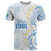 Palau 1981 Tribal Tattoo T Shirt with Belau Plumeria Flowers LT9 White - Polynesian Pride