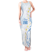 Palau 1981 Tribal Tattoo Tank Maxi Dress with Belau Plumeria Flowers LT9 Women White - Polynesian Pride