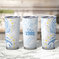 Palau 1981 Tribal Tattoo Tumbler Cup with Belau Plumeria Flowers LT9 - Polynesian Pride