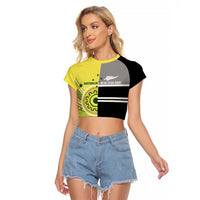 Custom Cricket AUNZ Spirit Raglan Cropped T Shirt Aussie New Zealand Retro Edition - Polynesian Pride
