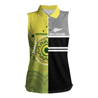 Custom Cricket AUNZ Spirit Women Sleeveless Polo Shirt Aussie New Zealand Retro Edition LT9 Female Black - Polynesian Pride