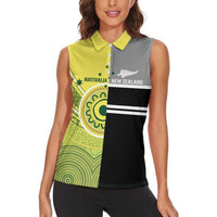 Custom Cricket AUNZ Spirit Women Sleeveless Polo Shirt Aussie New Zealand Retro Edition LT9 - Polynesian Pride