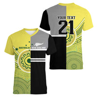 Custom Cricket AUNZ Spirit Women V-Neck T-Shirt Aussie New Zealand Retro Edition LT9 - Polynesian Pride