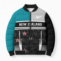 Custom NZ Cricket Pride Bomber Puffer Jacket Silver Fern Fan Supporter Apparel - Polynesian Pride