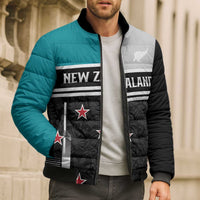 Custom NZ Cricket Pride Bomber Puffer Jacket Silver Fern Fan Supporter Apparel - Polynesian Pride