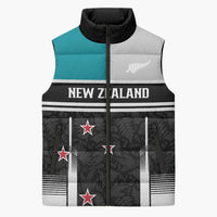 Custom NZ Cricket Pride Sleeveless Puffer Jacket Silver Fern Fan Supporter Apparel - Polynesian Pride