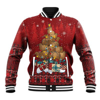 Funny Kiwi Bird Xmas Tree Baseball Jacket New Zealand Tribal Christmas Spirit LT9 Unisex Red - Polynesian Pride