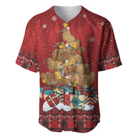 Funny Kiwi Bird Xmas Tree Baseball Jersey New Zealand Tribal Christmas Spirit LT9 Red - Polynesian Pride