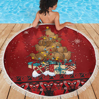 Funny Kiwi Bird Xmas Tree Beach Blanket New Zealand Tribal Christmas Spirit LT9 - Polynesian Pride