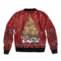 Funny Kiwi Bird Xmas Tree Bomber Jacket New Zealand Tribal Christmas Spirit LT9 - Polynesian Pride
