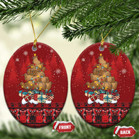 Funny Kiwi Bird Xmas Tree Ceramic Ornament New Zealand Tribal Christmas Spirit LT9 Oval Red - Polynesian Pride
