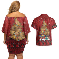 Funny Kiwi Bird Xmas Tree Couples Matching Off Shoulder Short Dress and Hawaiian Shirt New Zealand Tribal Christmas Spirit LT9 - Polynesian Pride