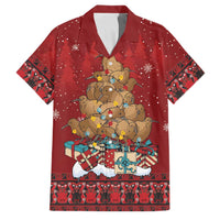 Funny Kiwi Bird Xmas Tree Family Matching Off Shoulder Maxi Dress and Hawaiian Shirt New Zealand Tribal Christmas Spirit LT9 Dad's Shirt - Short Sleeve Red - Polynesian Pride