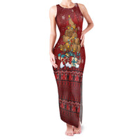 Funny Kiwi Bird Xmas Tree Family Matching Tank Maxi Dress and Hawaiian Shirt New Zealand Tribal Christmas Spirit LT9 Mom's Dress Red - Polynesian Pride