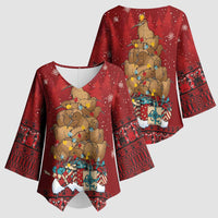Funny Kiwi Bird Xmas Tree Kimono Sleeve Blouse New Zealand Tribal Christmas Spirit LT9 - Polynesian Pride
