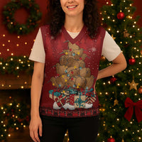 Funny Kiwi Bird Xmas Tree Christmas Knitted V-Neck Vest New Zealand Tribal Christmas Spirit LT9 - Polynesian Pride