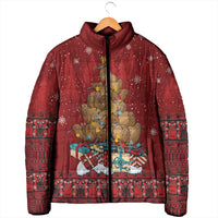 Funny Kiwi Bird Xmas Tree Padded Jacket New Zealand Tribal Christmas Spirit LT9 - Polynesian Pride