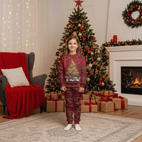 Funny Kiwi Bird Xmas Tree Christmas Pajama Set New Zealand Tribal Christmas Spirit LT9 Kid Red - Polynesian Pride