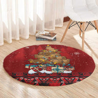 Funny Kiwi Bird Xmas Tree Round Carpet New Zealand Tribal Christmas Spirit LT9 - Polynesian Pride