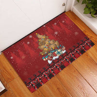 Funny Kiwi Bird Xmas Tree Rubber Doormat New Zealand Tribal Christmas Spirit LT9 - Polynesian Pride