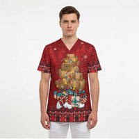 Funny Kiwi Bird Xmas Tree Scrub Top New Zealand Tribal Christmas Spirit LT9 - Polynesian Pride