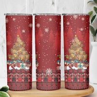 Funny Kiwi Bird Xmas Tree Skinny Tumbler New Zealand Tribal Christmas Spirit LT9 - Polynesian Pride