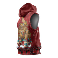 Funny Kiwi Bird Xmas Tree Sleeveless Hoodie New Zealand Tribal Christmas Spirit LT9 - Polynesian Pride