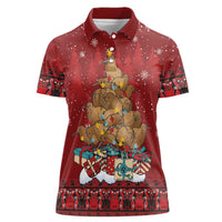 Funny Kiwi Bird Xmas Tree Women Polo Shirt New Zealand Tribal Christmas Spirit LT9 Female Red - Polynesian Pride