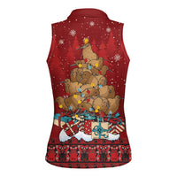 Funny Kiwi Bird Xmas Tree Women Sleeveless Polo Shirt New Zealand Tribal Christmas Spirit LT9 - Polynesian Pride